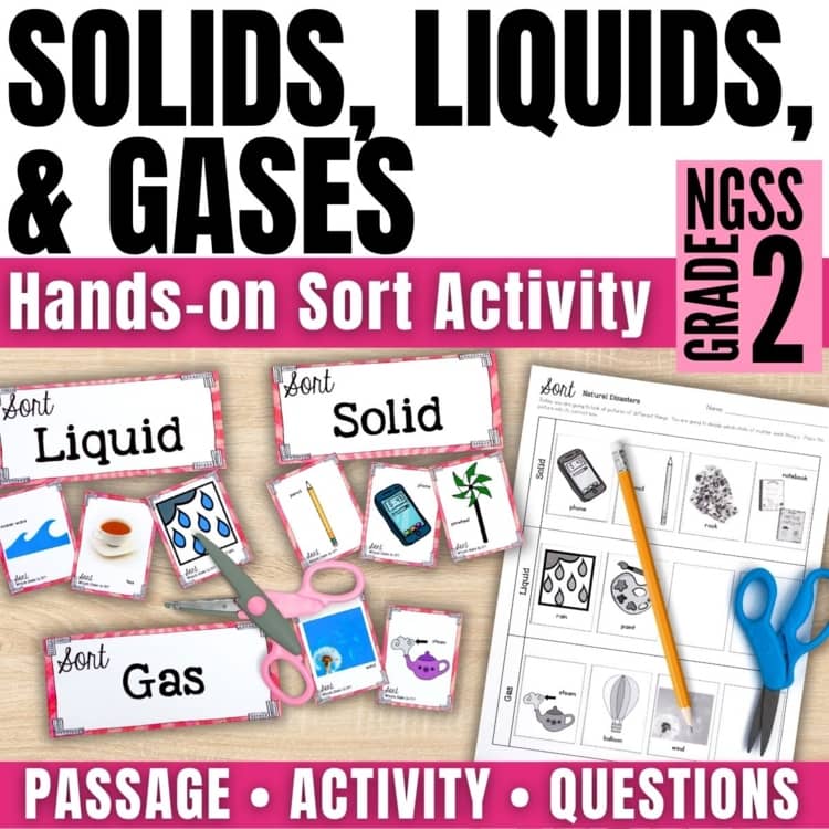 Types of Matter Sort Solid Liquid Gas Cut & Paste States of Matter Activity NGSS cover Types of Matter Sort Solid Liquid Gas Cut & Paste States of Matter Activity NGSS cover